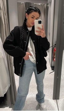 Zara kurtka s 36 bomber bomberka czarna oversize