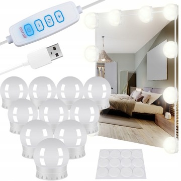 LAMPKI LED ŚWIATEŁKA NA LUSTRO DO TOALETKI MAKIJAŻ
