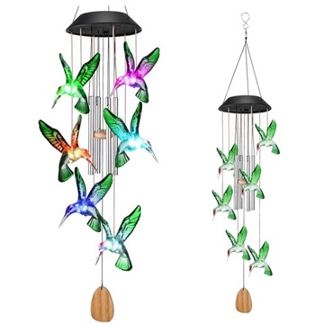 LAMPA SOLARNA OGRODOWA GIRLANDA WISZĄCE LED KOLOROWE PTASZKI KOLIBRY