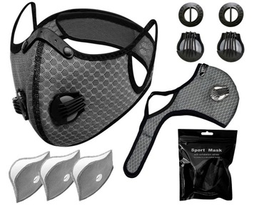 Maseczka Sportowa do Biegania Maska na Rower PM2.5 Antysmogowa + 4 Filtry