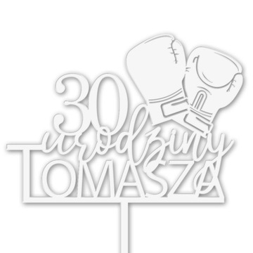 TOPPER BOKS BOKSER NAPIS NA TORT RĘKAWICE biały
