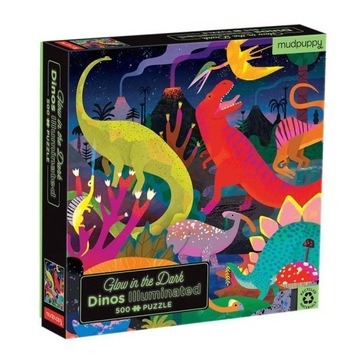 Mudpuppy Puzzle rodzinne świecące w ciemności Dino