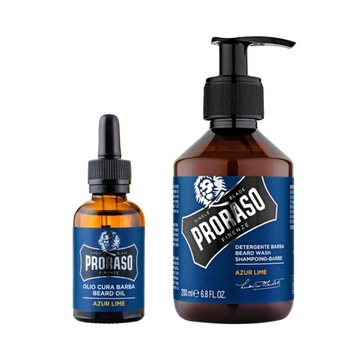 Zestaw do brody Olejek Szampon PRORASO Azur Lime
