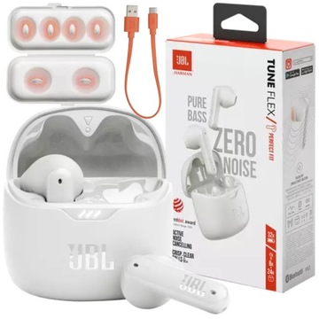 SŁUCHAWKI BEZPRZEWODOWE JBL TUNE FLEX DOUSZNE ANC 4 MIKROFONY BLUETOOTH