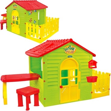 САДОВЫЙ ДОМ СЛАЙД-СТОЛ ЗАБОР ДЕТСКАЯ ПЛОЩАДКА 3В1 КОМПЛЕКТ Mochtoys