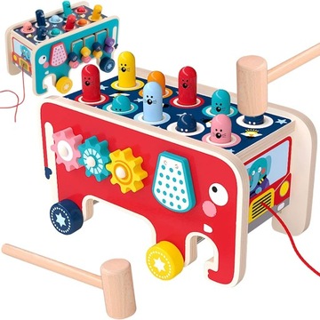 ДЕРЕВЯННЫЙ ОБРАЗОВАТЕЛЬНЫЙ КУБИК-СОРТЕР СЛОН МОНТЕССОРИ ПУАНСОН