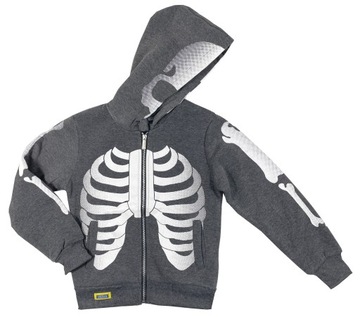 CIEPŁA BLUZA HALLOWEEN SKELETON r 8 - 122 cm GREY