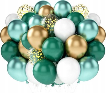 Balony Zielone Złote 60szt Ślub Wesele Urodziny