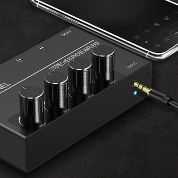 4 Kanałowy Wzmacniacz Słuchawkowy jack 3,5mm amplifier splitter dźwięku