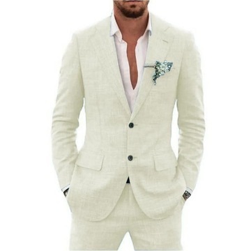 Slub Cotton Linen Suiting Fabric Full Men's Suit L