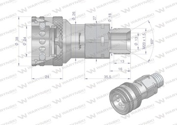 Гидравлический быстроразъемный разъем, муфта M20x1,5, наружная резьба EURO Waryński