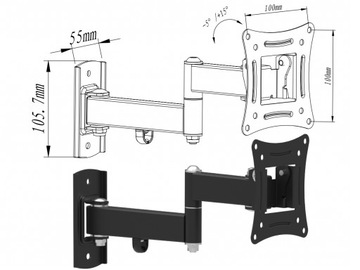 Крепление для ЖК-/LED-телевизора 10–27 дюймов, 15 кг AR-82, регулируемое