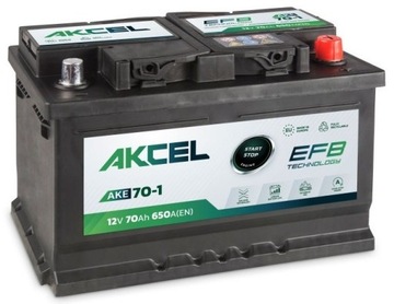 Akumulator 12V 70Ah 650A P+ EFB Start-Stop Akcel Varta Clarios