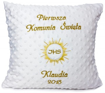 Poduszka prezent na komunie z IMIĘ HAFT pamiątka