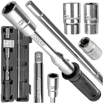 KLUCZ DO KÓŁ SAMOCHODOWY SKŁADANY 4 NASADKI 17,19,21,23MM WALIZKA