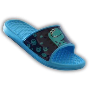 KLAPKI BASENOWE PIANKOWE DZIECIĘCE LEKKIE DINOZAUR PLAŻOWE DINO DUDE 28/29