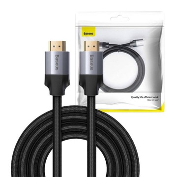 BASEUS UNIWERSALNY MOCNY KABEL PRZEWÓD WIDEO HDMI 2.0 4K@60Hz 3D 2M OPLOT