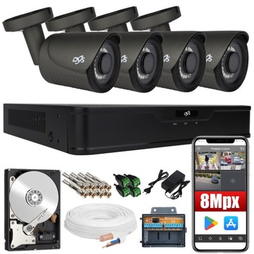 MONITORING 4 KAMERY GRAFITOWE 8MPX APLIKACJA 1TB