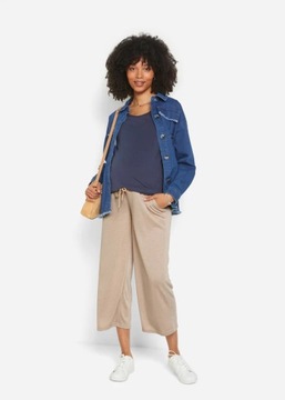 BA126 SPODNIE CIĄŻOWE Z ELASTYCZNĄ WSTAWKĄ DRESOWE 40/42 BEŻOWE