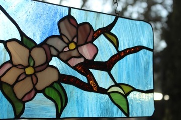 Витраж Тиффани на окно Цветы, Цветы яблони, Витражи цветы Яркие