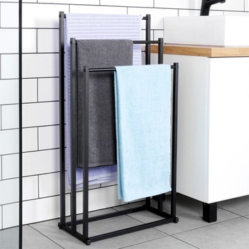 Wieszak na ręczniki stojący metalowy czarny