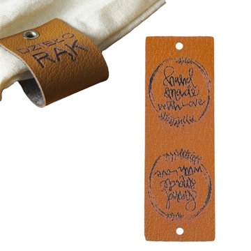 10X HANDMADE SKÓRZANE NASZYWKI METKI RĘKODZIEŁO