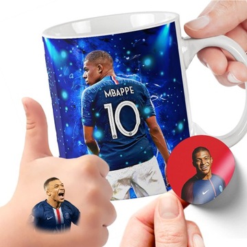 ZESTAW NA PREZENT KUBEK DLA DZIECI TATUAŻE NAKLEJKI MBAPPE JAKOŚĆ