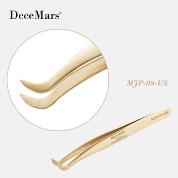 DeceMars Eyelash Extension Tweezers Gold Color