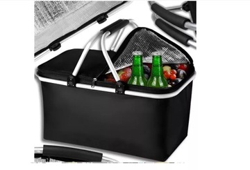 TOPMOVE KOSZYK NA ZAKUPY Z RAMĄ ALUMINIOWĄ, SKŁADANY CZARNY