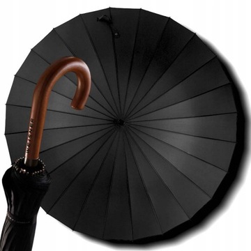 У Вайснера прочный черный зонтик 140 см 24 провода