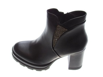 Ocieplane Botki Na Słupku Platforma Black r.41
