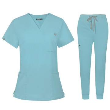 KOMPLET MEDYCZNY SCRUB UNIFORM MUNDUREK DAMSKI JASNONIEBIESKI ROZMIAR M