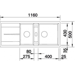 Zlew Blanco METRA 8S antracyt 513071 +syfon