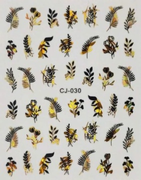NAKLEJKI NA PAZNOKCIE ZŁOTE NAKLEJKI DO MANICURE LIŚCIE ROŚLINY GAŁĄZKI