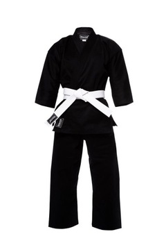 KIMONO DO KARATE KARATEGI CZARNE 8 OZ + PAS 140 cm