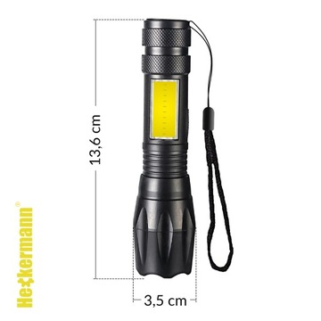 МОЩНЫЙ ТАКТИЧЕСКИЙ ТАКТИЧЕСКИЙ ФОНАРЬ T6 + COB ZOOM 1500 мАч