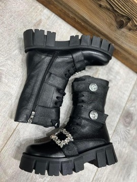 черные кожаные рабочие ботинки BY O LA LA 40 Leather