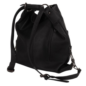 Gallantry czarna skórzana torebka torba worek plecak 2w1 shopper