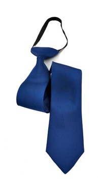 Темно-синий галстук на резинке, однородный, незавязанный.
