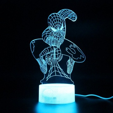 3D LED ЧЕЛОВЕК-ПАУК ночник, USB-кабель + ПУЛЬТ ДУ