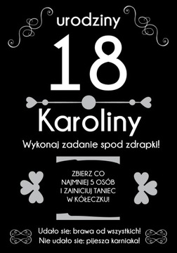 ZDRAPKI na 18 URODZINY dla gości 24 +IMIĘ ŚMIESZNE