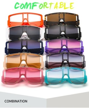 Солнцезащитные очки с заклепками в полурамке Y2K, женские солнцезащитные очки большого размера, мужская мода