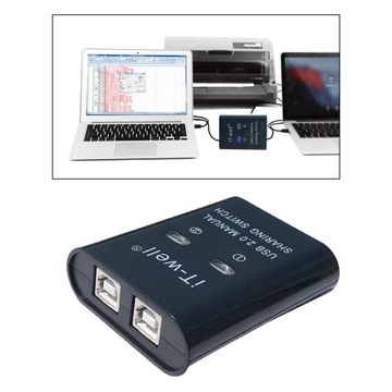 USB-устройство для совместного использования принтеров 2 в 1, черное