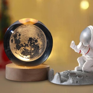 3D хрустальный шар ночник декор спальни космические подарки луна ночник 8 см