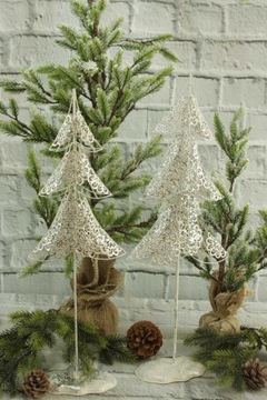 Серебряная ажурная металлическая елка H85 DEcodomi