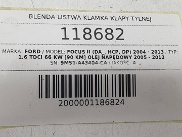 CLONA (KRYT) LIŠTA CHRÓM ZNAKY KLIKA KRYT ZADNÍ FORD FOCUS MK2 II FACELIFT HB