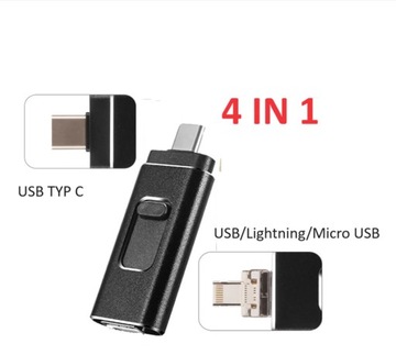Pendrive 128GB 4w1 USB 3.0, iPhone, Android/Micro USB/TYP C, Windows, OTG