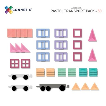Магнитные строительные блоки Connetix - Rainbow Transport 50 шт.