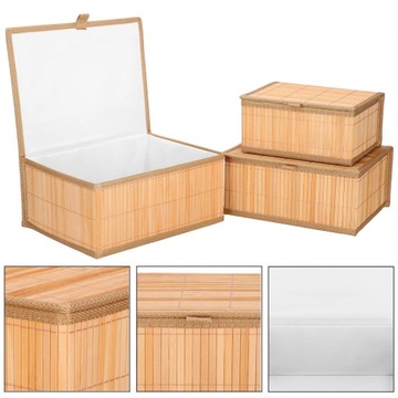 3x БАМБУКОВЫЙ НАСТОЛЬНЫЙ ОРГАНИЗАТОР КОСМЕТИКА 3 КОНТЕЙНЕРА КОРОБКИ ДЛЯ ВАННОЙ