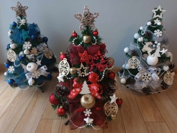 CHOINKA mała z dekoracją ubrana z lampkami 60 cm